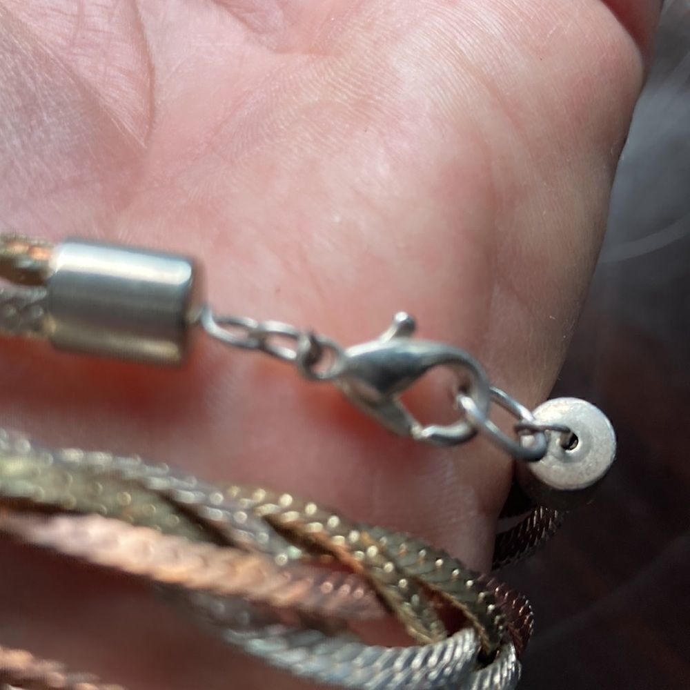 Vintage Herringbone flat chain rose silver gold tone braided statement necklace - Picture 6 of 8